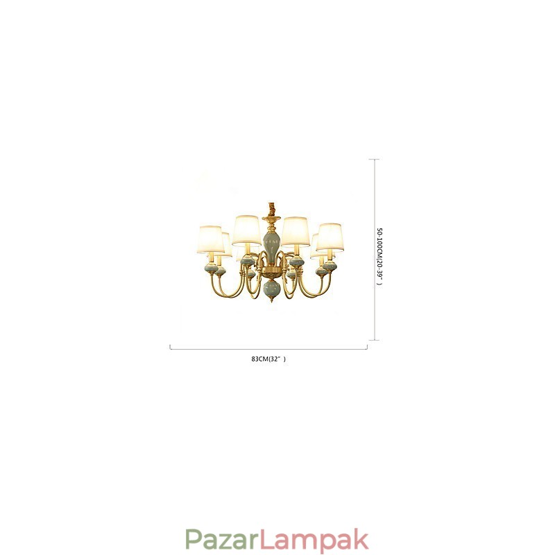 Csillár Hagyományos Classic Country Brass funkció mini stílusú fém 8 izzókhoz