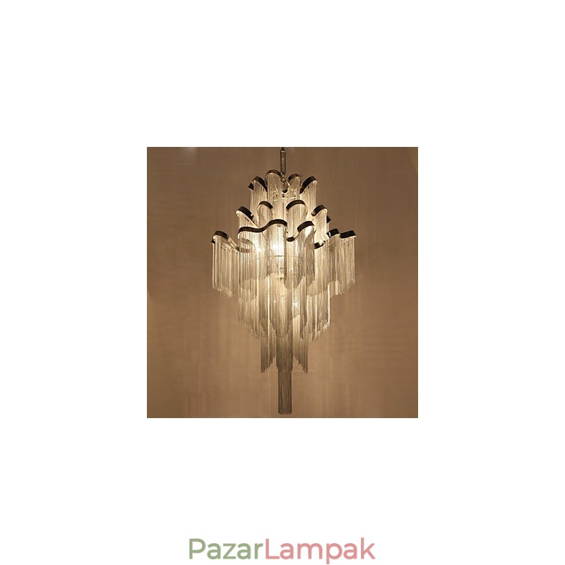 Alumínium Stream csillár Designer függeszték, ezüst színű csigalépcső lépcsőház