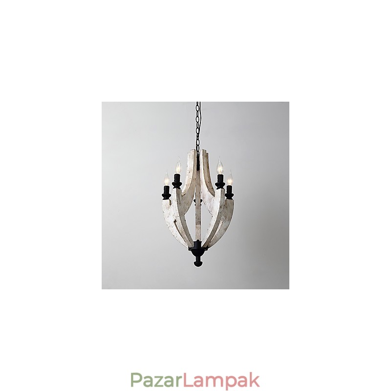 Vintage festés funkció Mini stílusú fa bambusz csillár lámpa a díszítő függőlámpa
