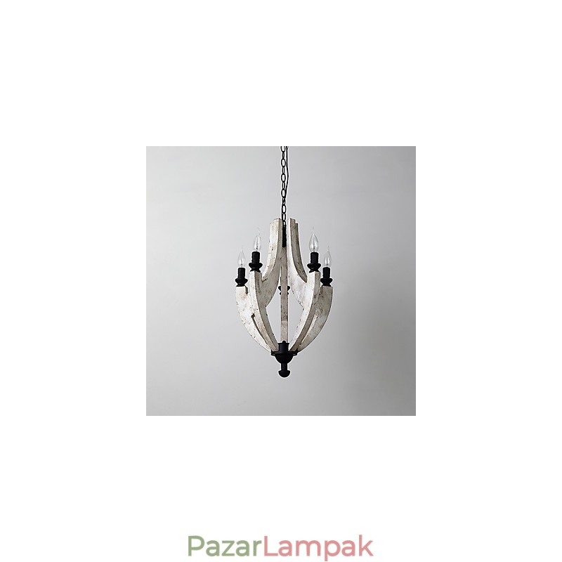 Vintage festés funkció Mini stílusú fa bambusz csillár lámpa a díszítő függőlámpa