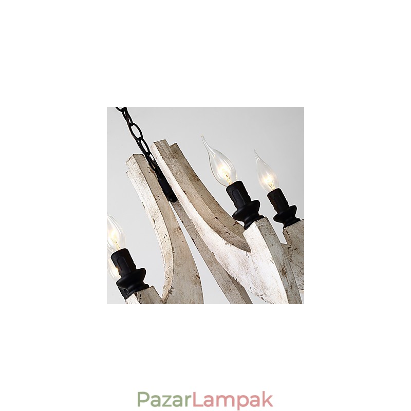 Vintage festés funkció Mini stílusú fa bambusz csillár lámpa a díszítő függőlámpa