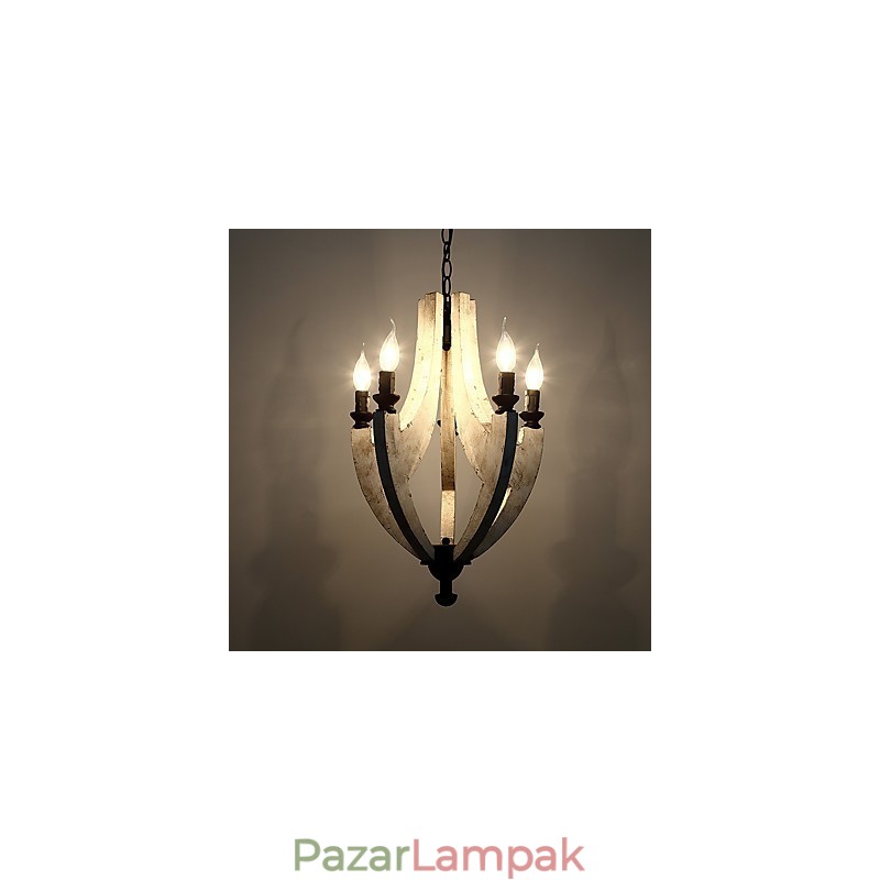 Vintage festés funkció Mini stílusú fa bambusz csillár lámpa a díszítő függőlámpa