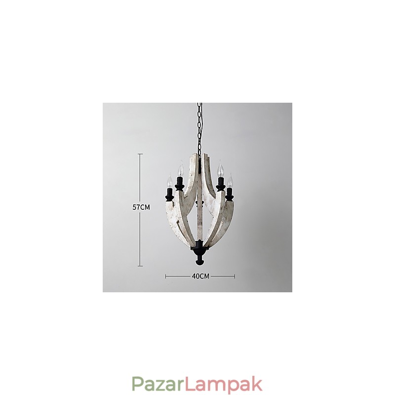 Vintage festés funkció Mini stílusú fa bambusz csillár lámpa a díszítő függőlámpa