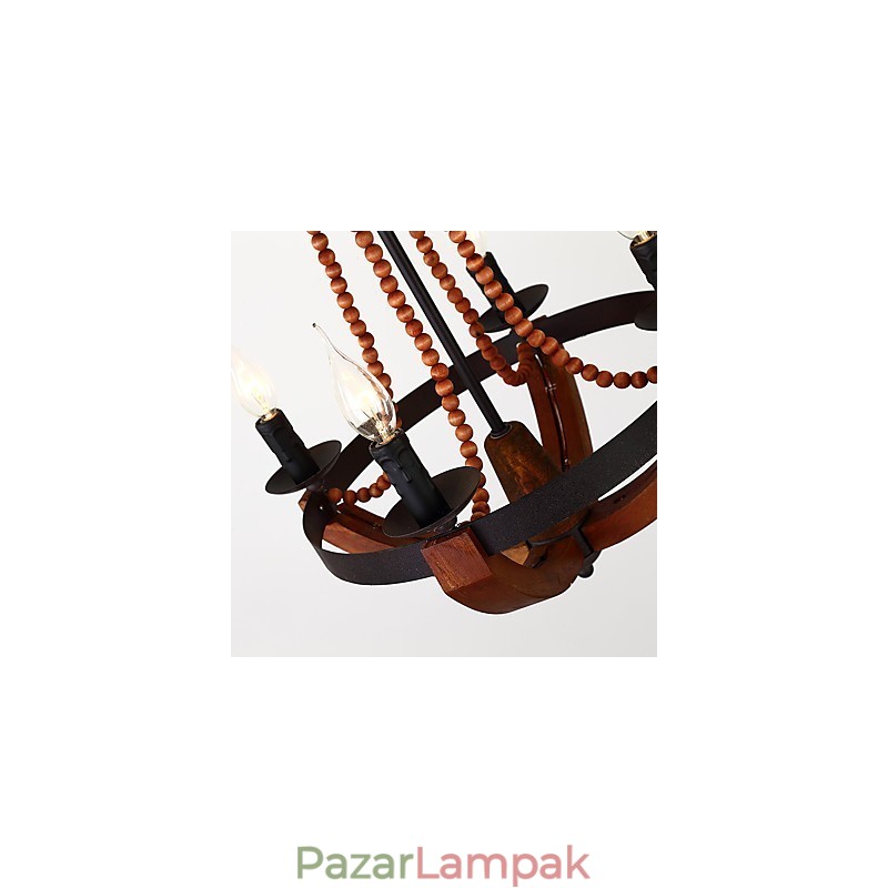 Négy világos, vintage festmény, mini stílusú fa bambusz csillár lámpa a díszítő függőlámpa