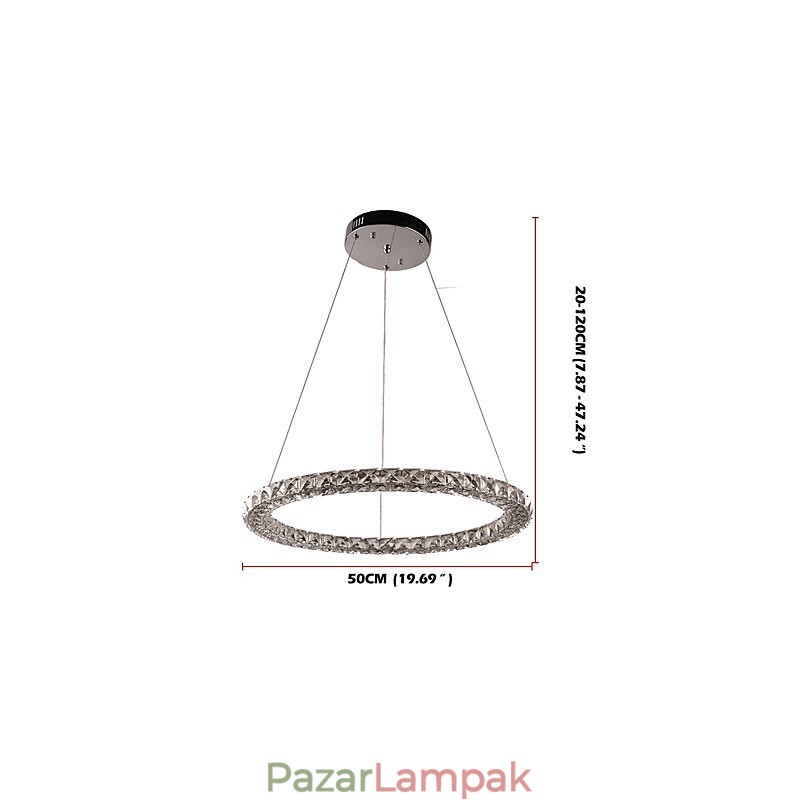 Modern gyűrűs kristály mennyezeti függeszték, kristálycsillár, beltéri világítás, lámpatestek, távirányítóval szabályozható