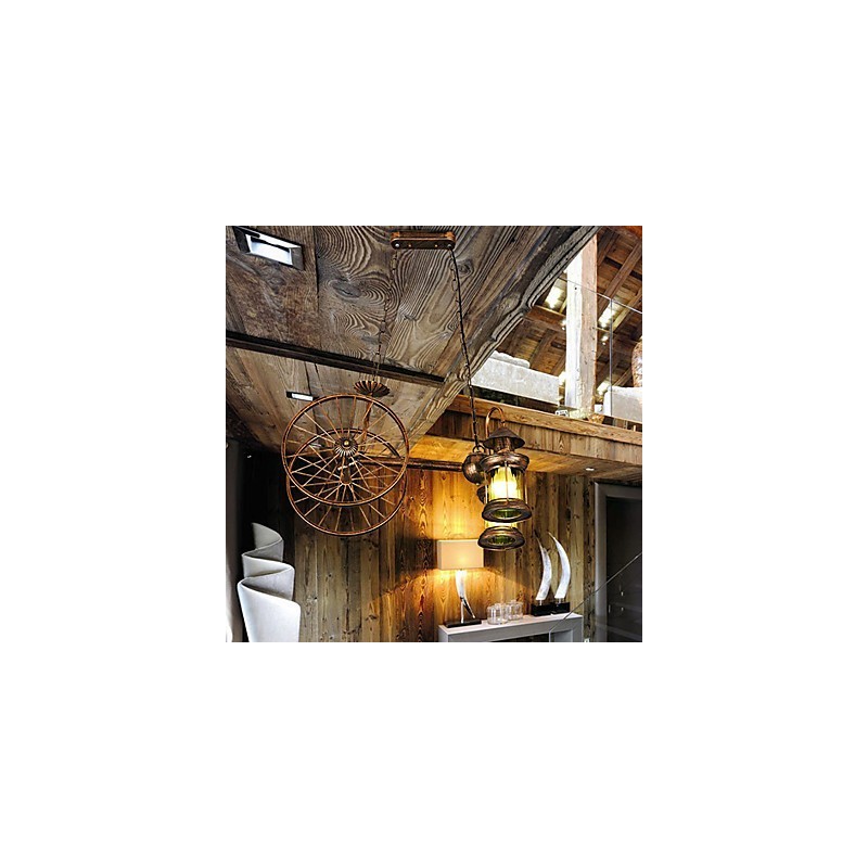 Rusztikus Lodge Vintage Retro Country Globe festési funkció mini stílusú tervezőknek Fém csillár