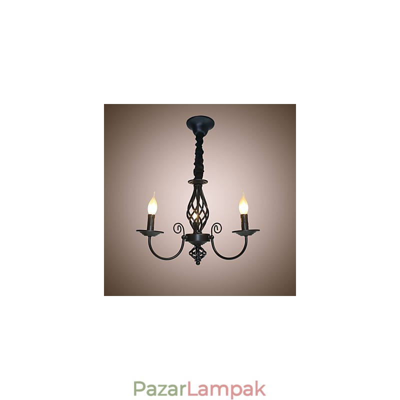 Európai stílusú csillár 3 fényű csillár egyszerű fények kreatív vas gyertyák lámpák