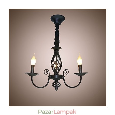 Európai stílusú csillár 3 fényű csillár egyszerű fények kreatív vas gyertyák lámpák