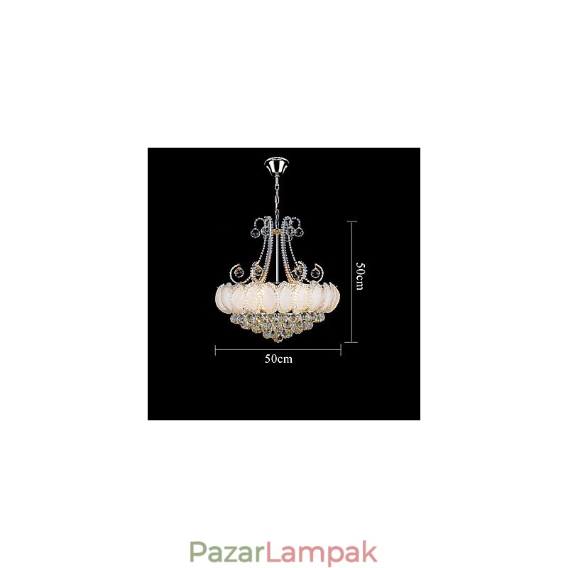 Modern luxus csillár kristály függőlámpa 50 cm átmérőjű, 8 db izzót tartalmaz