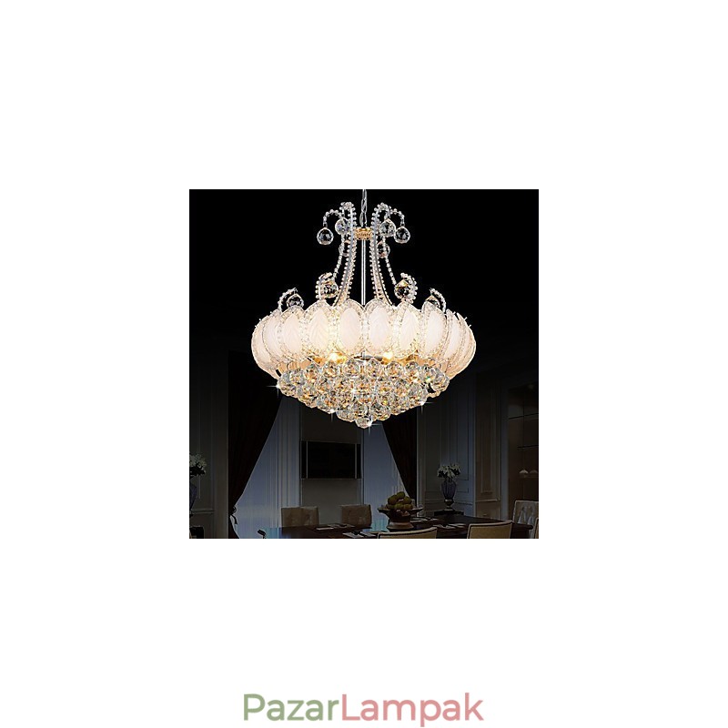 Modern luxus csillár kristály függőlámpa 50 cm átmérőjű, 8 db izzót tartalmaz