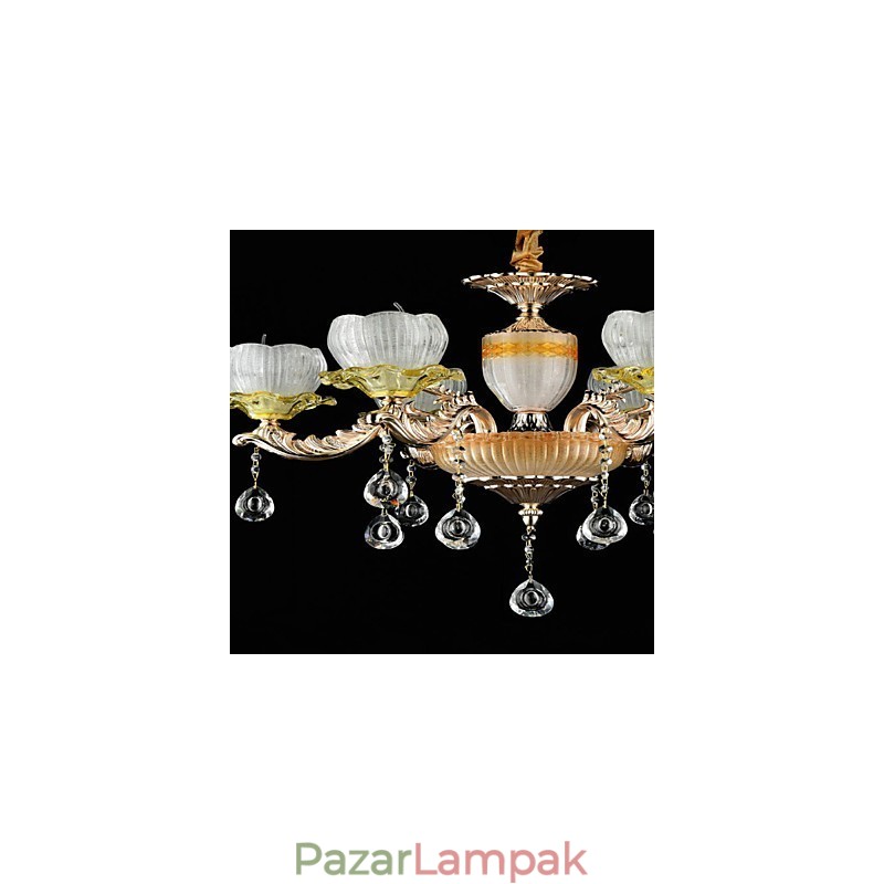 Hagyományos klasszikus cinkötvözet funkció a Crystal Mini Style fém 6 izzós csillárhoz