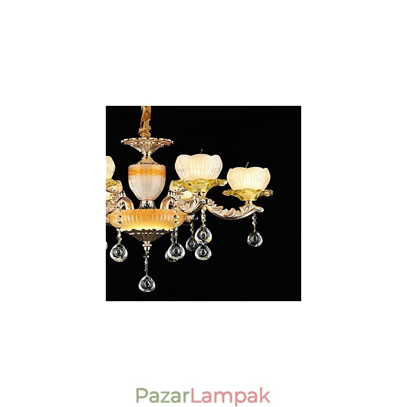 Hagyományos klasszikus cinkötvözet funkció a Crystal Mini Style fém 6 izzós csillárhoz