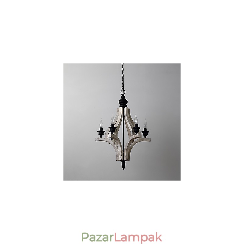 Vintage festés funkció Mini stílusú fa bambusz csillár lámpa a díszítő függőlámpa