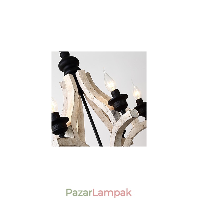 Vintage festés funkció Mini stílusú fa bambusz csillár lámpa a díszítő függőlámpa