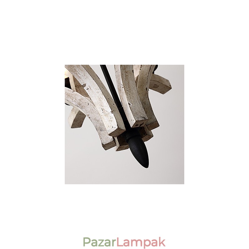 Vintage festés funkció Mini stílusú fa bambusz csillár lámpa a díszítő függőlámpa