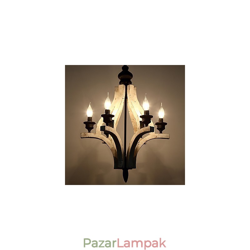 Vintage festés funkció Mini stílusú fa bambusz csillár lámpa a díszítő függőlámpa