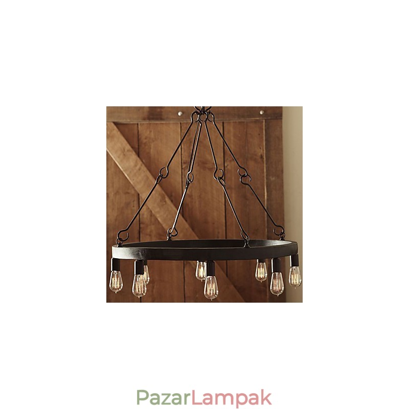 Retro stílusú vas függőlámpa 8 lámpával