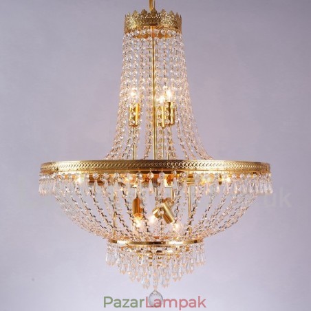 Hagyományos klasszikus galvanizált funkció a Crystal Mini Style fém 9 izzós csillárhoz Hagyományos klasszikus galvanizált funkció a Crystal Mini Style fém 9 izzós csillárhoz