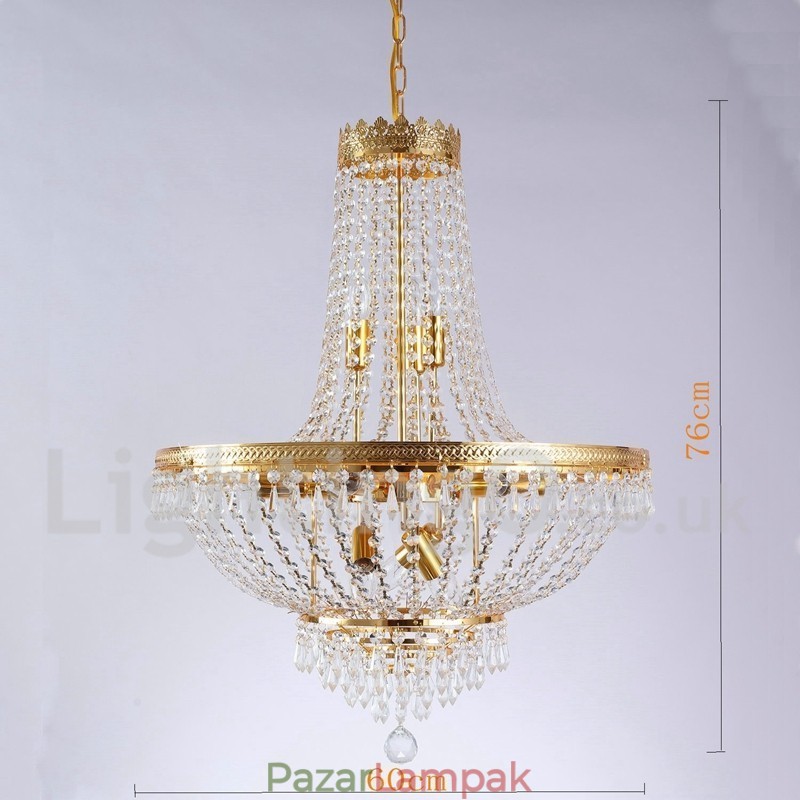 Hagyományos klasszikus galvanizált funkció a Crystal Mini Style fém 9 izzós csillárhoz