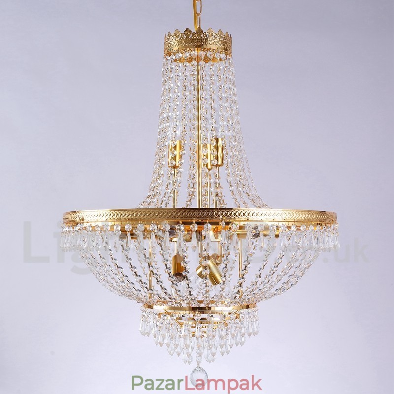 Hagyományos klasszikus galvanizált funkció a Crystal Mini Style fém 9 izzós csillárhoz