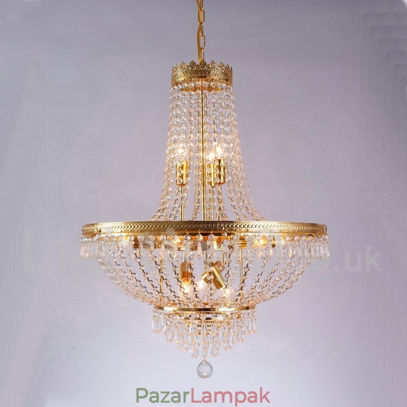 Hagyományos klasszikus galvanizált funkció a Crystal Mini Style fém 9 izzós csillárhoz
