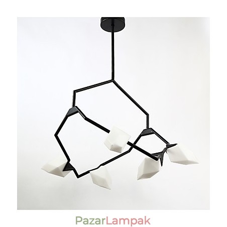 Öt fényű posztmodern fém üveg őszibarack csillár lámpával a kantin díszítő függőlámpával Öt fényű posztmodern fém üveg őszibarack csillár lámpával a kantin díszítő függőlámpával