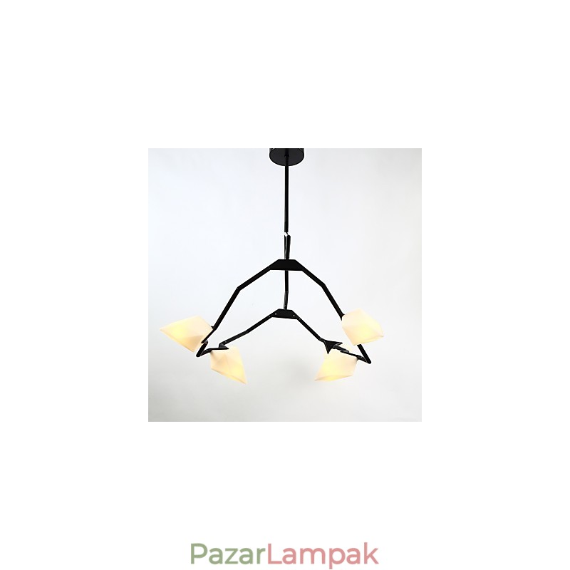 Öt fényű posztmodern fém üveg őszibarack csillár lámpával a kantin díszítő függőlámpával