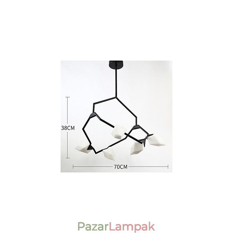 Öt fényű posztmodern fém üveg őszibarack csillár lámpával a kantin díszítő függőlámpával