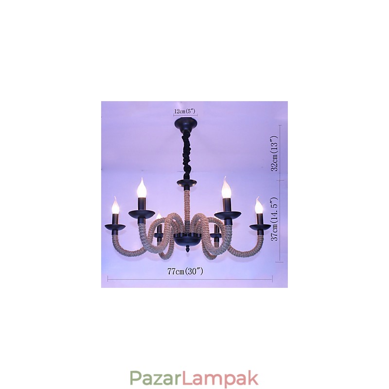 Loft Ipari Wind Vintage Iron Lámpák Üzletek Csillár Kötél Csillár Lámpák