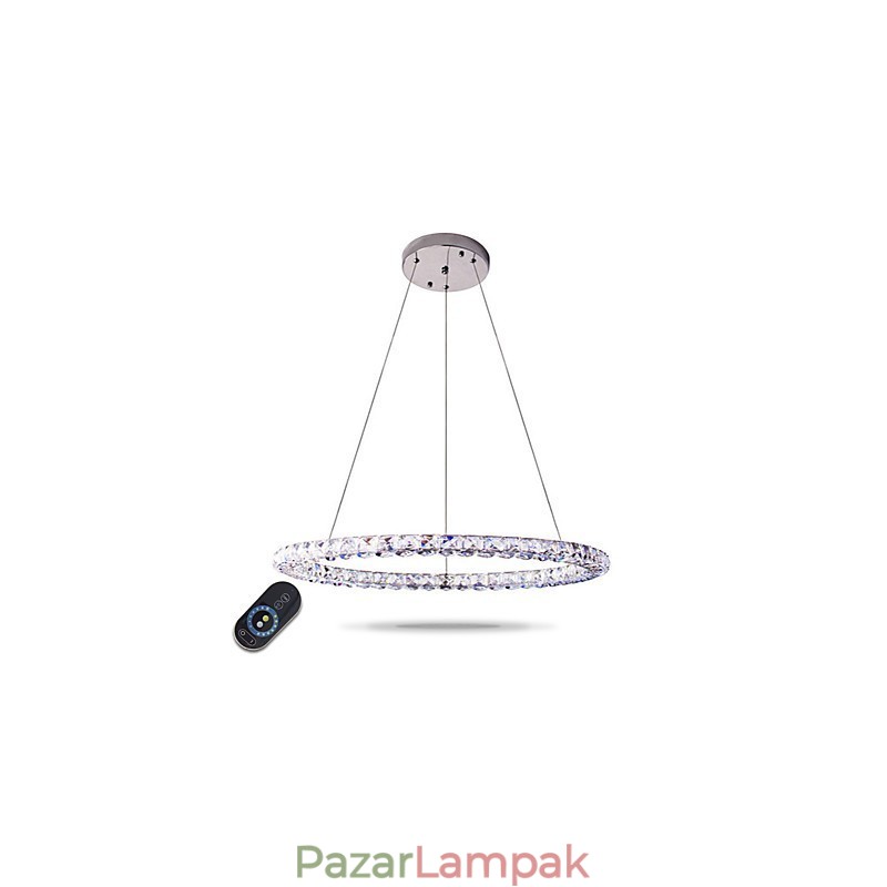 Modern gyűrűs kristály függőlámpa Modern kristálycsillár mennyezeti lámpa beltéri lámpatestek távirányítóval szabályozható