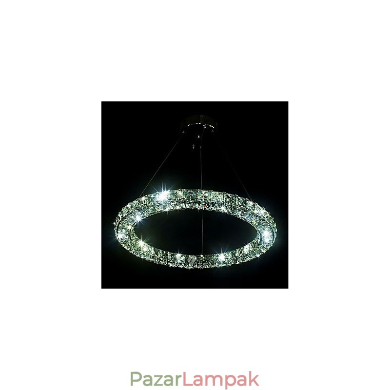 Modern gyűrűs kristály függőlámpa Modern kristálycsillár mennyezeti lámpa beltéri lámpatestek távirányítóval szabályozható