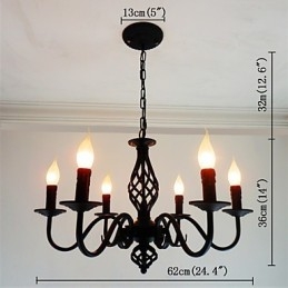 Művészi elegáns és modern egyéb jellemzők gyertya stílusú fém beltéri 6 izzós csillárhoz
