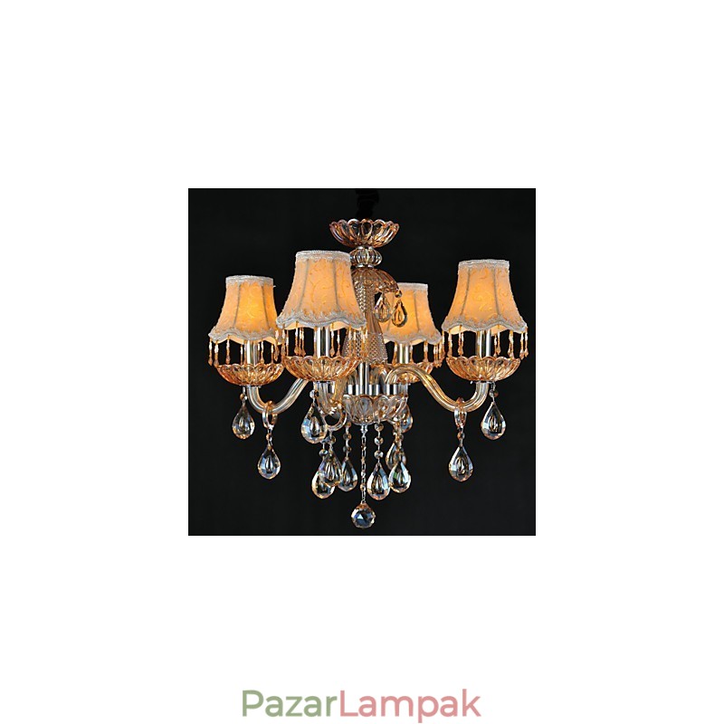 Csillár Crystal Retro Glass 4 Light