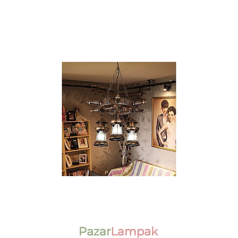 Rusztikus Lodge Vintage Retro Country Globe festési funkció mini stílusú tervezőknek Fém csillár