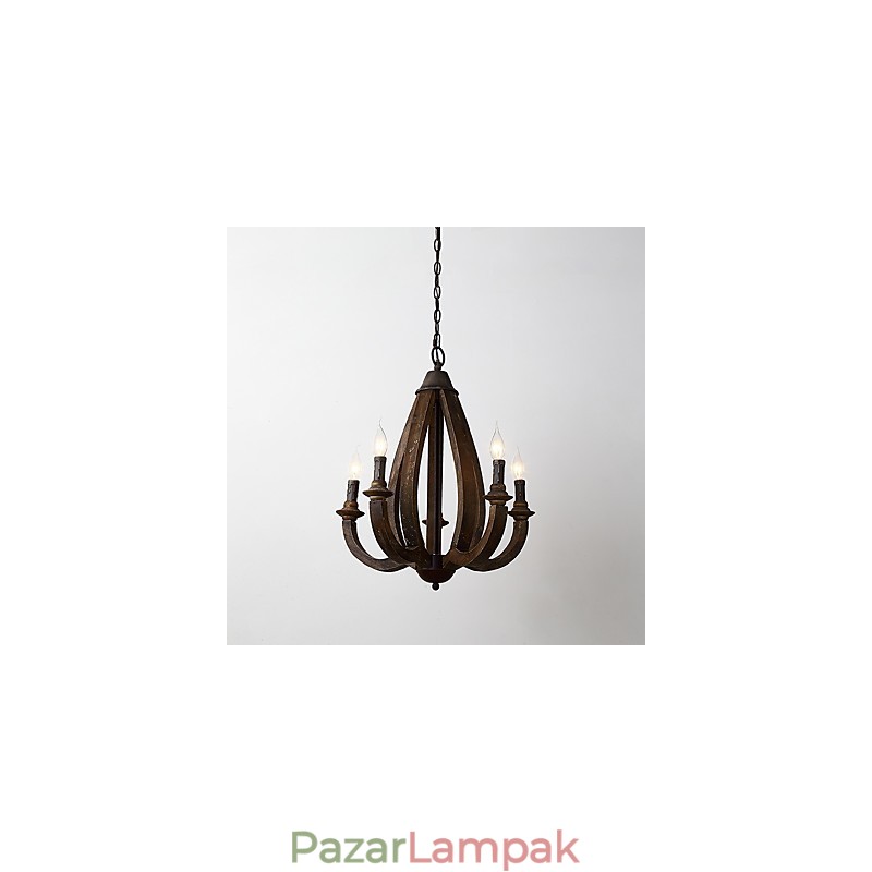 Vintage festés funkció Mini stílusú fa bambusz csillár lámpa a díszítő függőlámpa