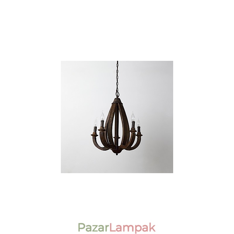 Vintage festés funkció Mini stílusú fa bambusz csillár lámpa a díszítő függőlámpa
