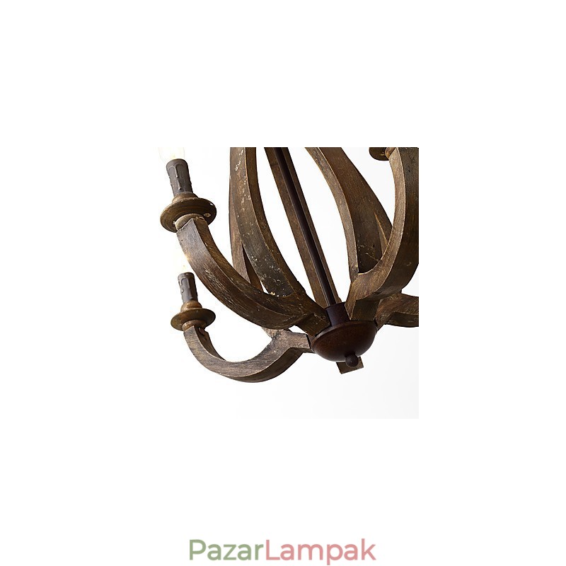 Vintage festés funkció Mini stílusú fa bambusz csillár lámpa a díszítő függőlámpa