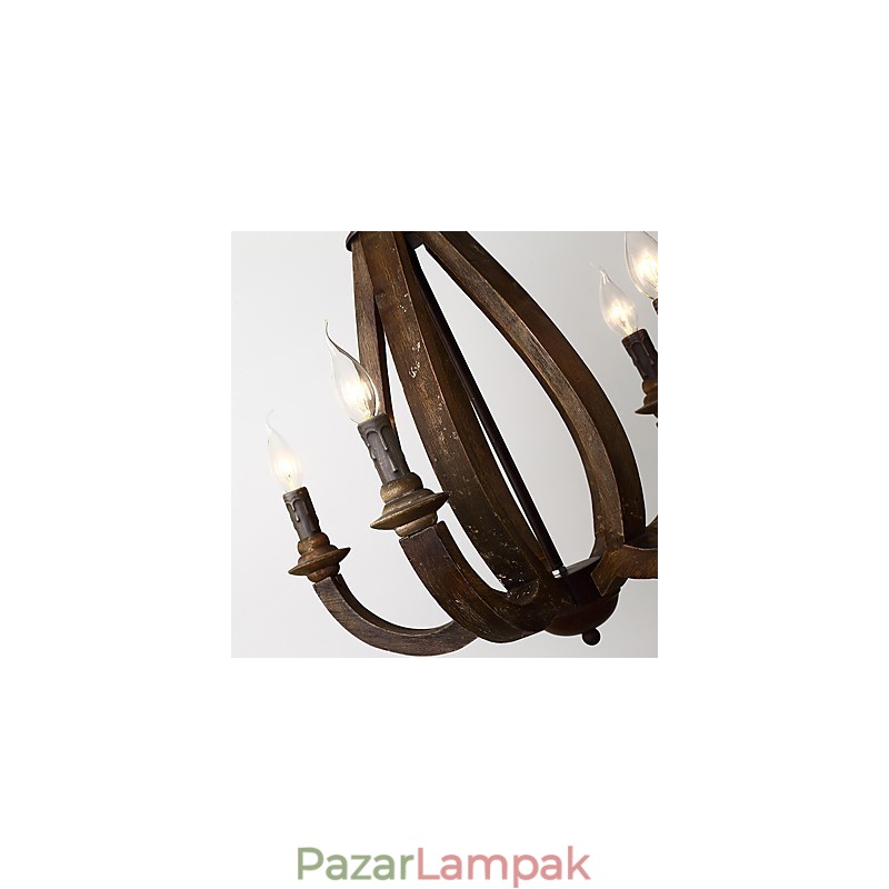 Vintage festés funkció Mini stílusú fa bambusz csillár lámpa a díszítő függőlámpa