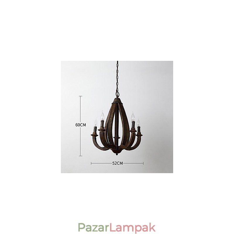 Vintage festés funkció Mini stílusú fa bambusz csillár lámpa a díszítő függőlámpa