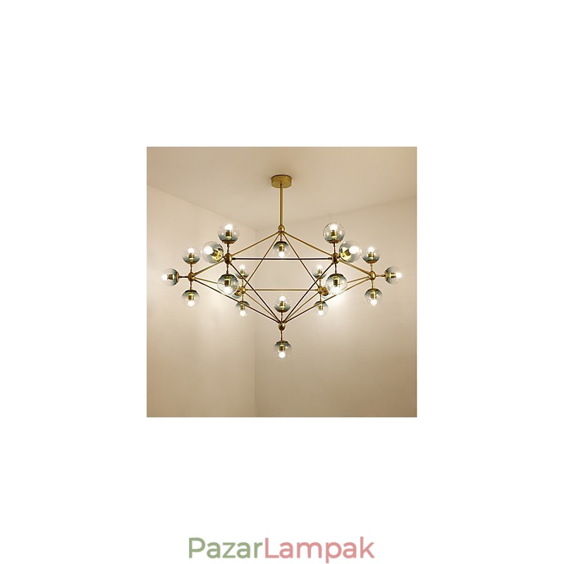 Twenty_one Light posztmodern európai stílusú Modo fém üveg függőlámpa az előcsarnok díszítése ipari csillár lámpa