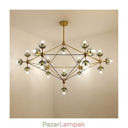 Twenty_one Light posztmodern európai stílusú Modo fém üveg függőlámpa az előcsarnok díszítése ipari csillár lámpa