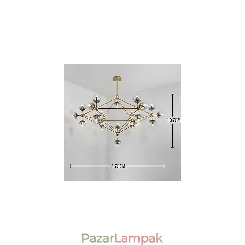 Twenty_one Light posztmodern európai stílusú Modo fém üveg függőlámpa az előcsarnok díszítése ipari csillár lámpa