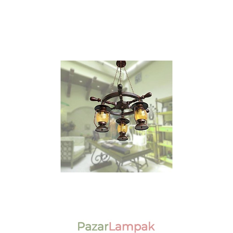 Retro festmény fa bambusz csillár