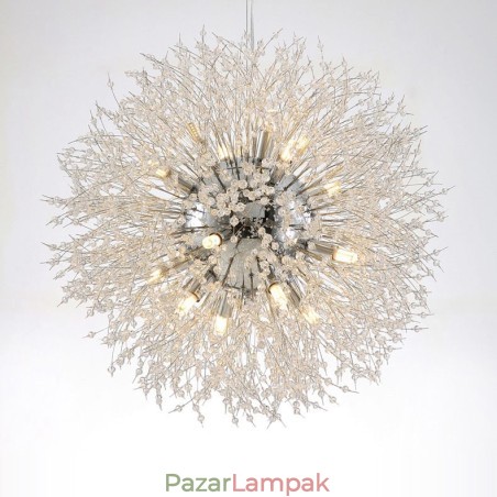 Firework Globe Dandelion Chrome jellemző kristály fém csillár Firework Globe Dandelion Chrome jellemző kristály fém csillár