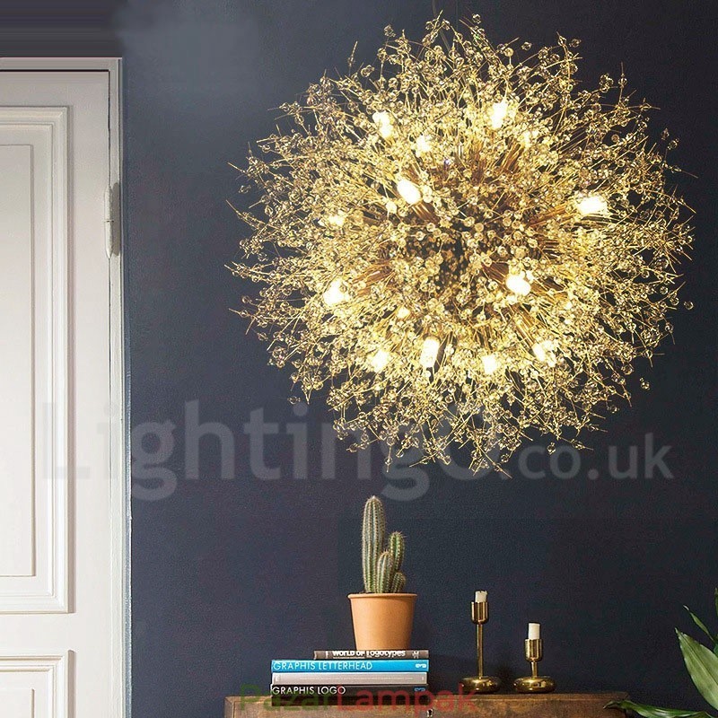 Firework Globe Dandelion Chrome jellemző kristály fém csillár