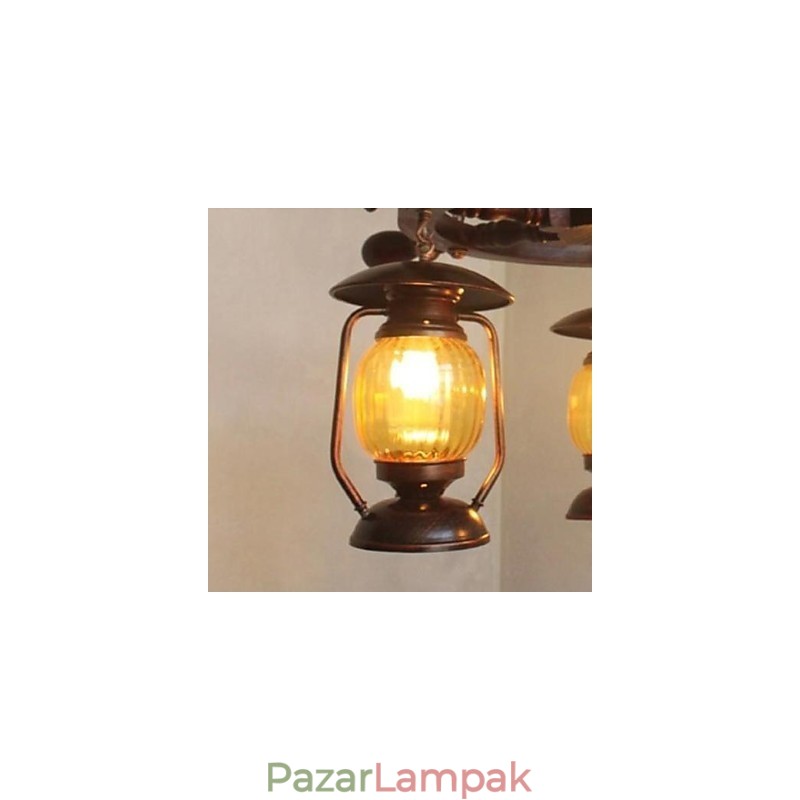 Retro festmény fa bambusz csillár