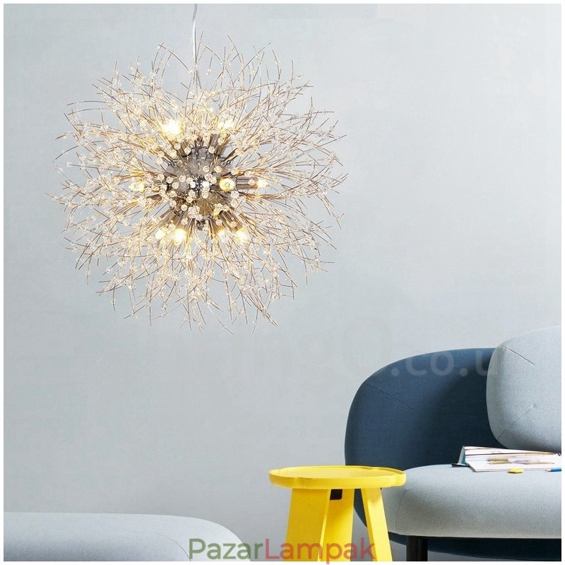 Firework Globe Dandelion Chrome jellemző kristály fém csillár