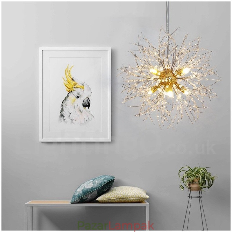 Firework Globe Dandelion Chrome jellemző kristály fém csillár
