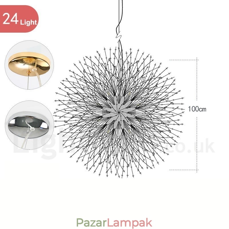 Firework Globe Dandelion Chrome jellemző kristály fém csillár