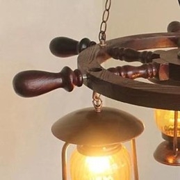 Retro festmény fa bambusz csillár